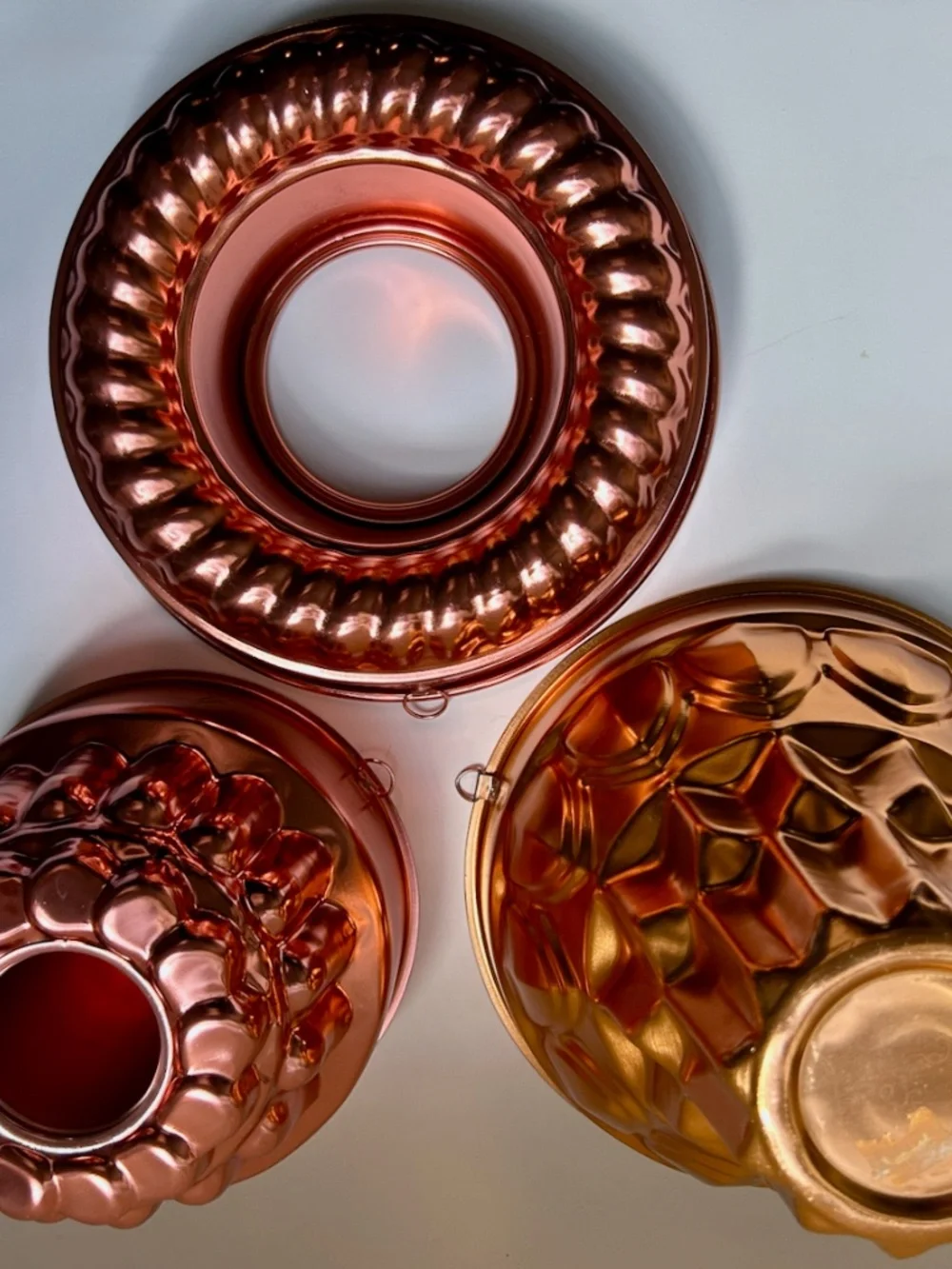 Vintage Set of 3 Copper Toned Aluminum Molds